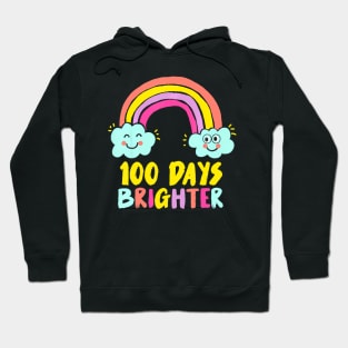 100Th Day Of School Teacher 100 Days Brighter Rainbow Hoodie